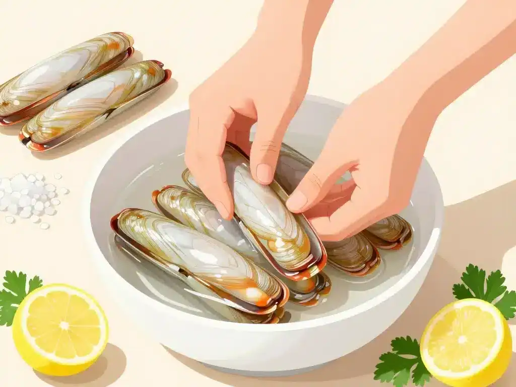 préparation des navajas a la plancha fraîches et propres