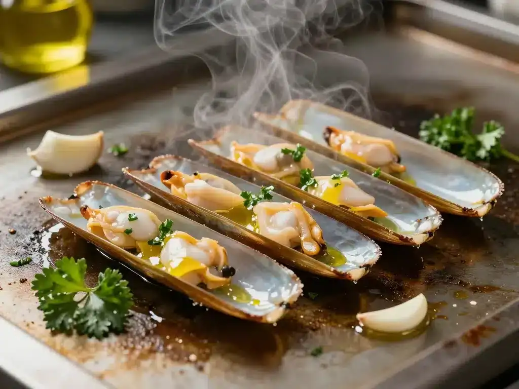 cuisson navajas a la plancha saisies sur la plancha