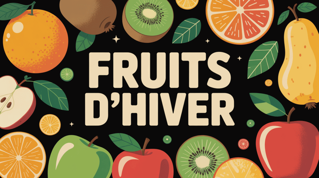 fruit d hiver oranges kiwis pommes poires illustration