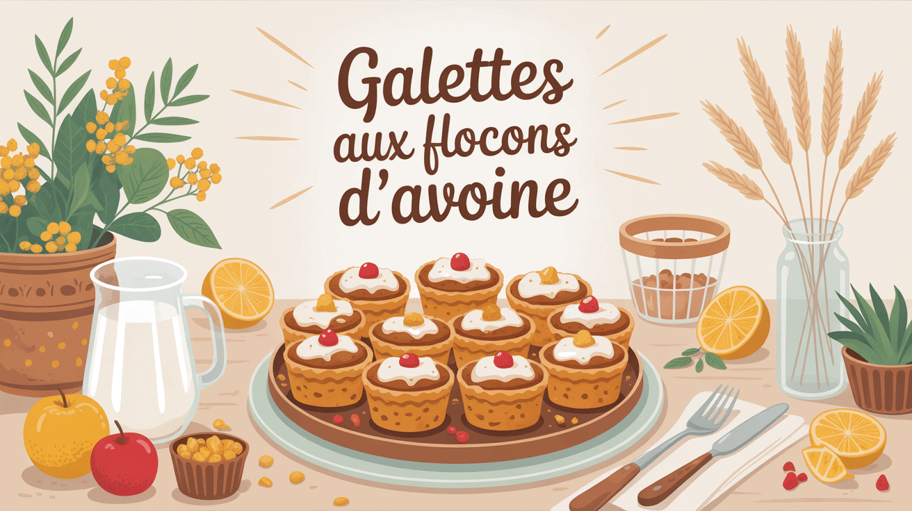 Galettes au flocons d'avoine sur table familiale en matinée