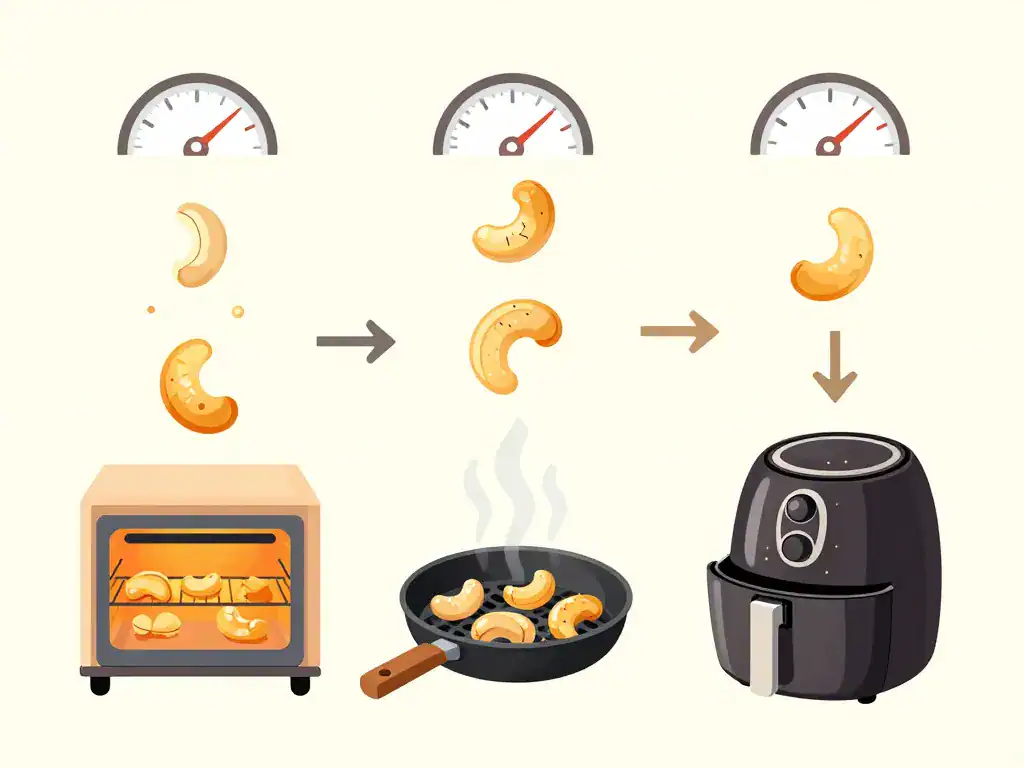 Schéma griller des noix de cajou au four poêle et air fryer