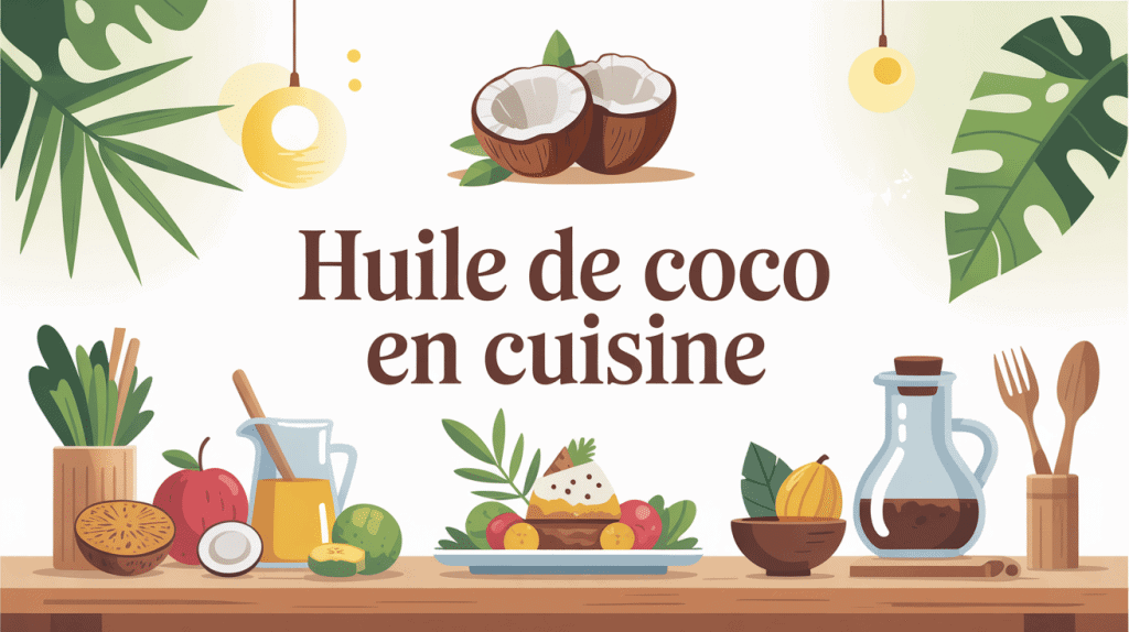 illustration huile de coco cuisine moderne