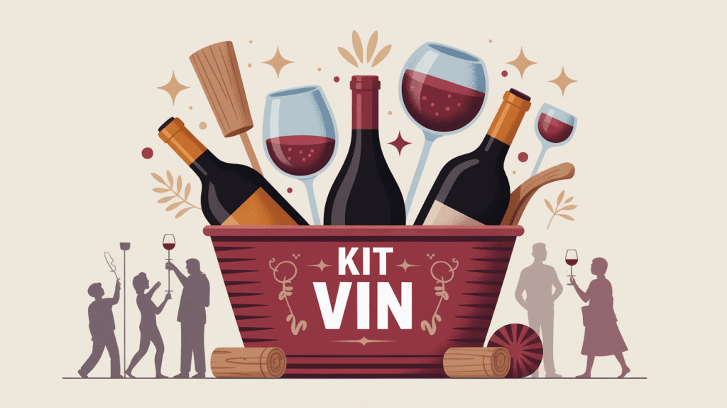 kit vin illustration choix coffret vectorielle rouge or