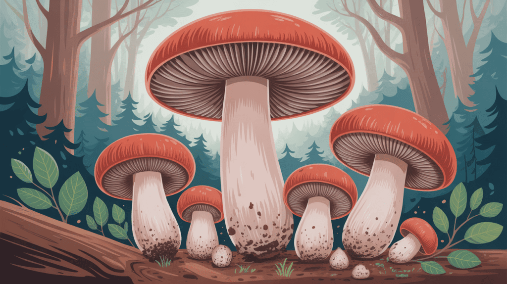 oreille de cochon champignon illustration forestière sous-bois