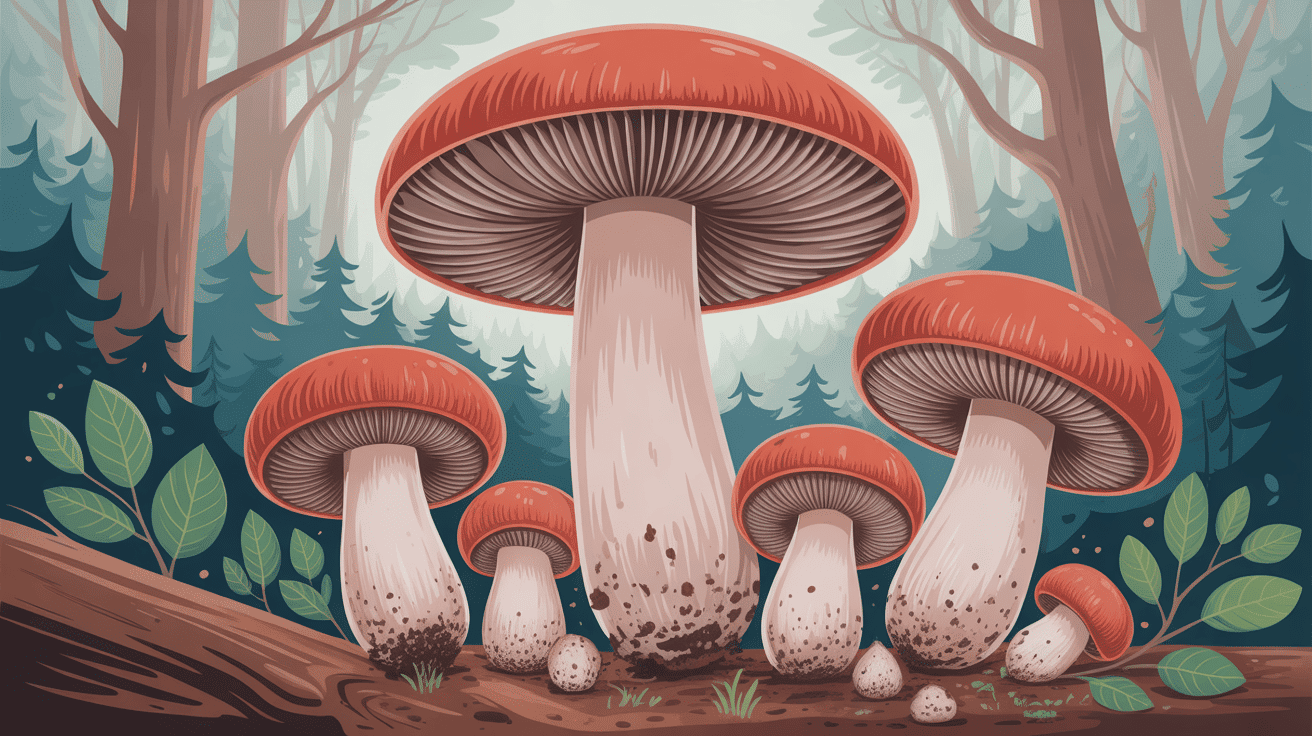 oreille de cochon champignon illustration forestière sous-bois