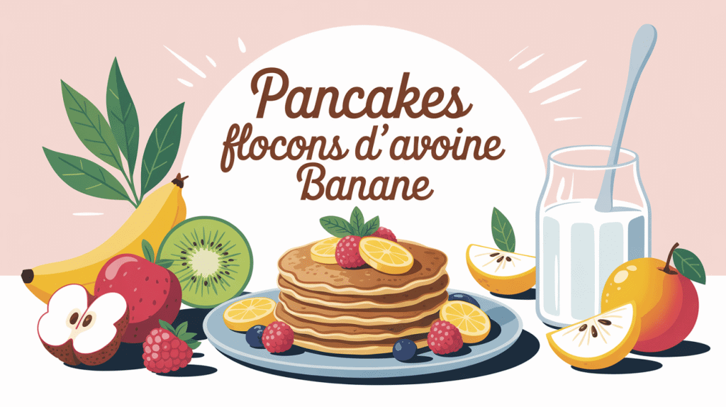 Illustration pancake flocon d avoine banane regime avec fruits et yaourt