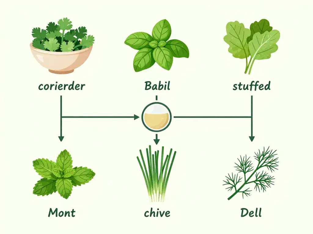 Par quoi remplacer le persil schéma différentes herbes pour chaque type de plat