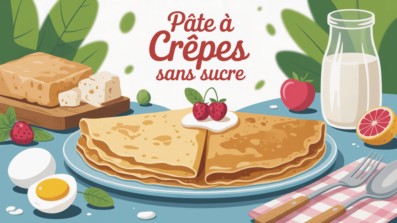pâte a crêpes sans sucre illustration assiette crêpes moelleuses ingrédients naturels
