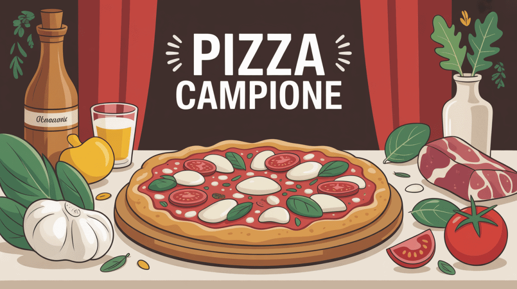 pizza campione élégante avec ingrédients premium