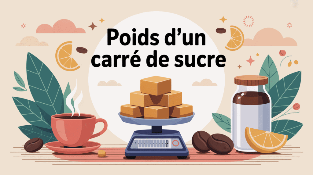poid carre sucre plusieurs morceaux sur balance avec café