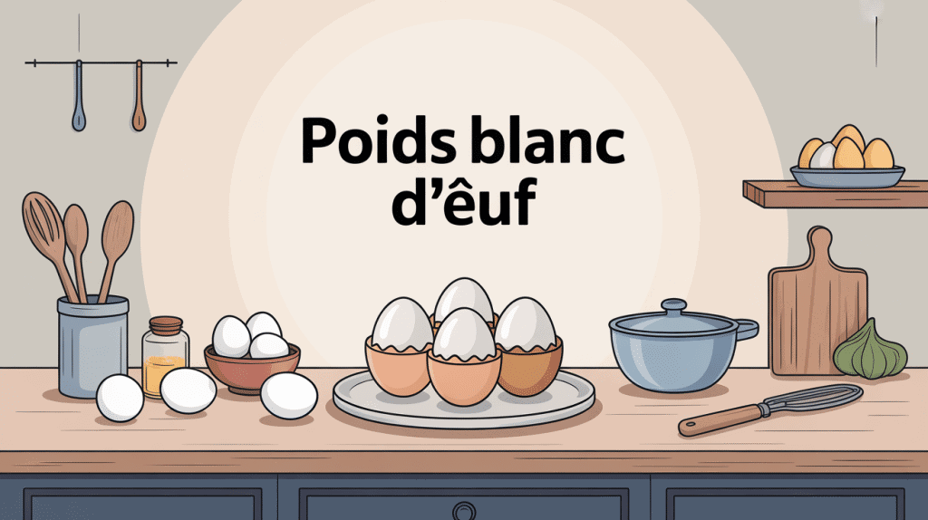 poids un blanc d oeuf sur balance et ustensiles