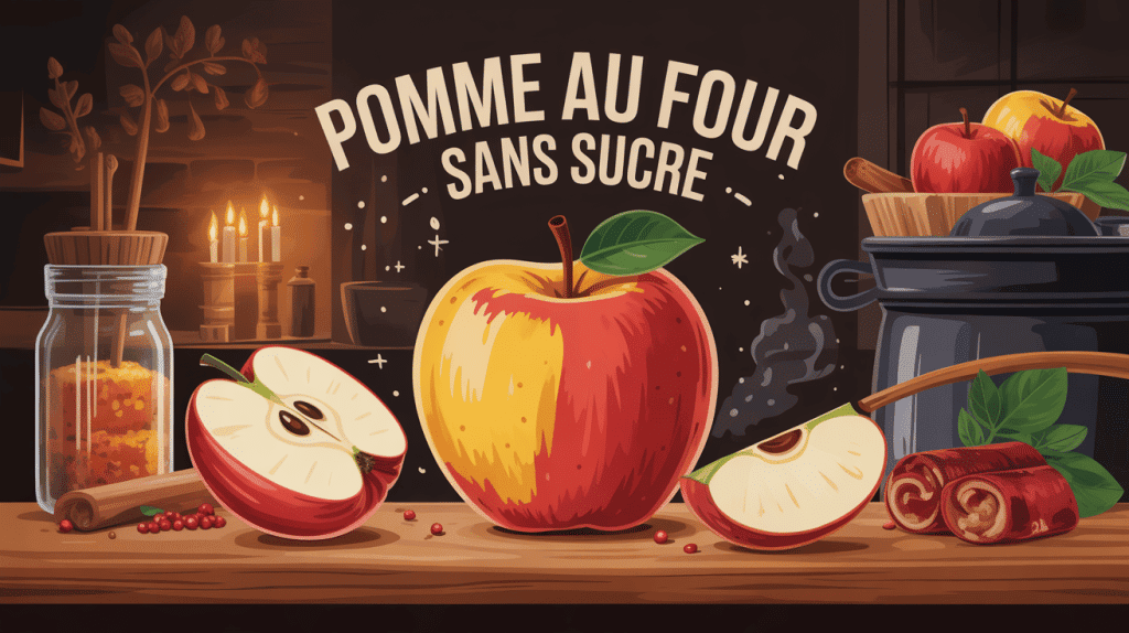 pomme au four sans sucre calorie entourée d'épices image SEO