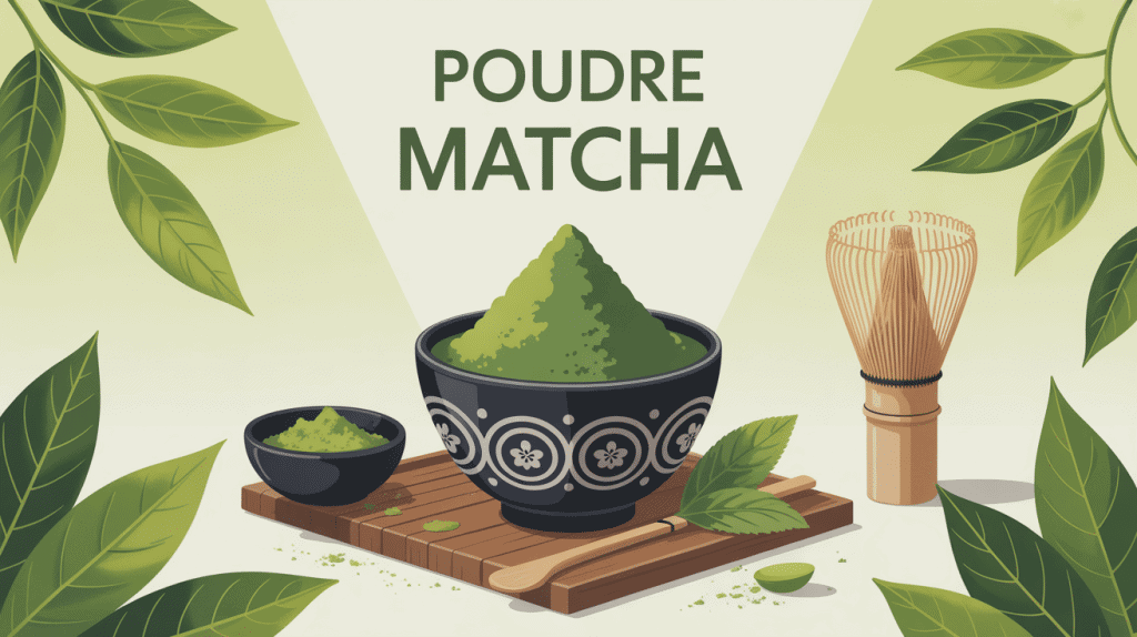 poudre matcha dans bol japonais ambiance zen