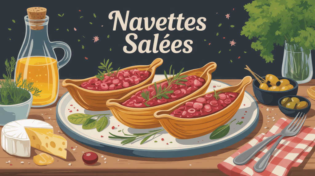 navettes salées moelleuses apéritif avec garnitures sur plateau