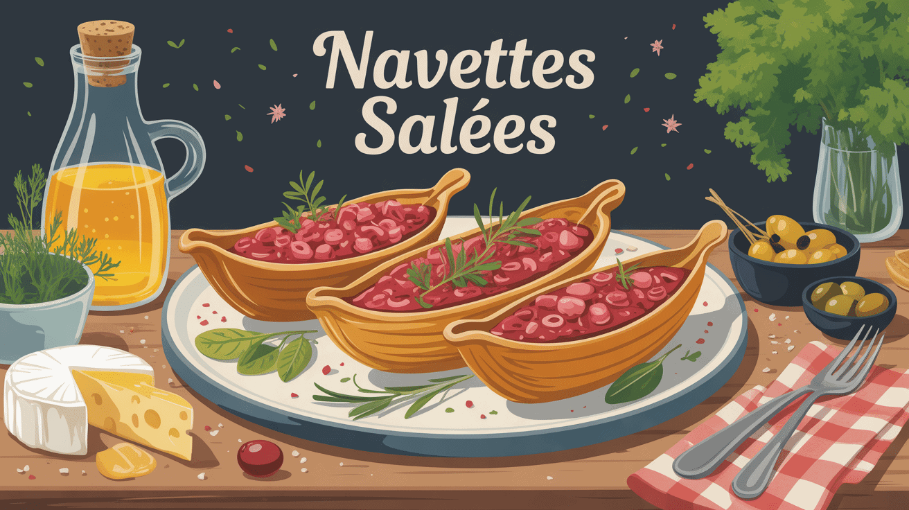 navettes salées moelleuses apéritif avec garnitures sur plateau