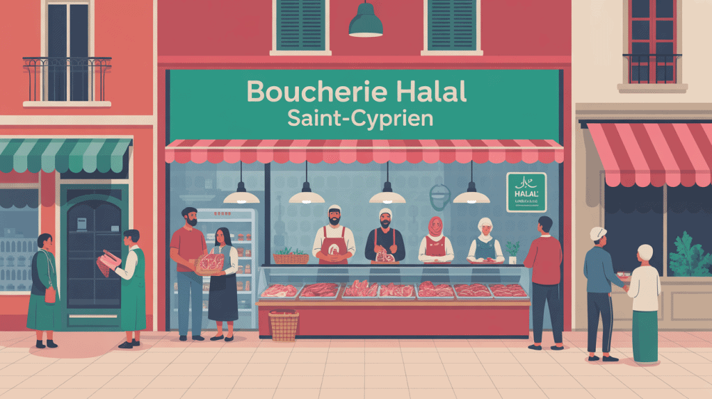 Illustration boucherie halal Saint Cyprien quartier ambiance conviviale
