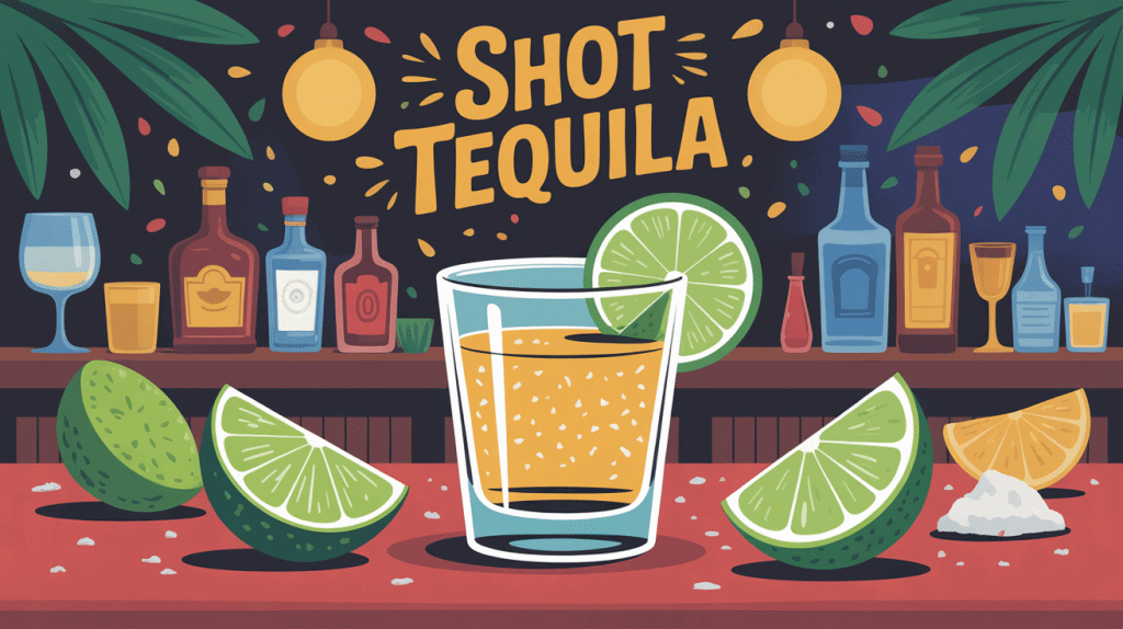 Illustration shot tequila sel citron soirée mexicaine