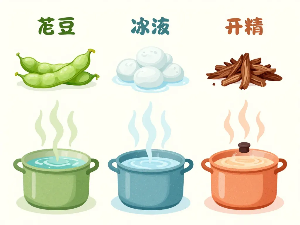 Diagramme des types de feves et temps de cuisson à l'eau