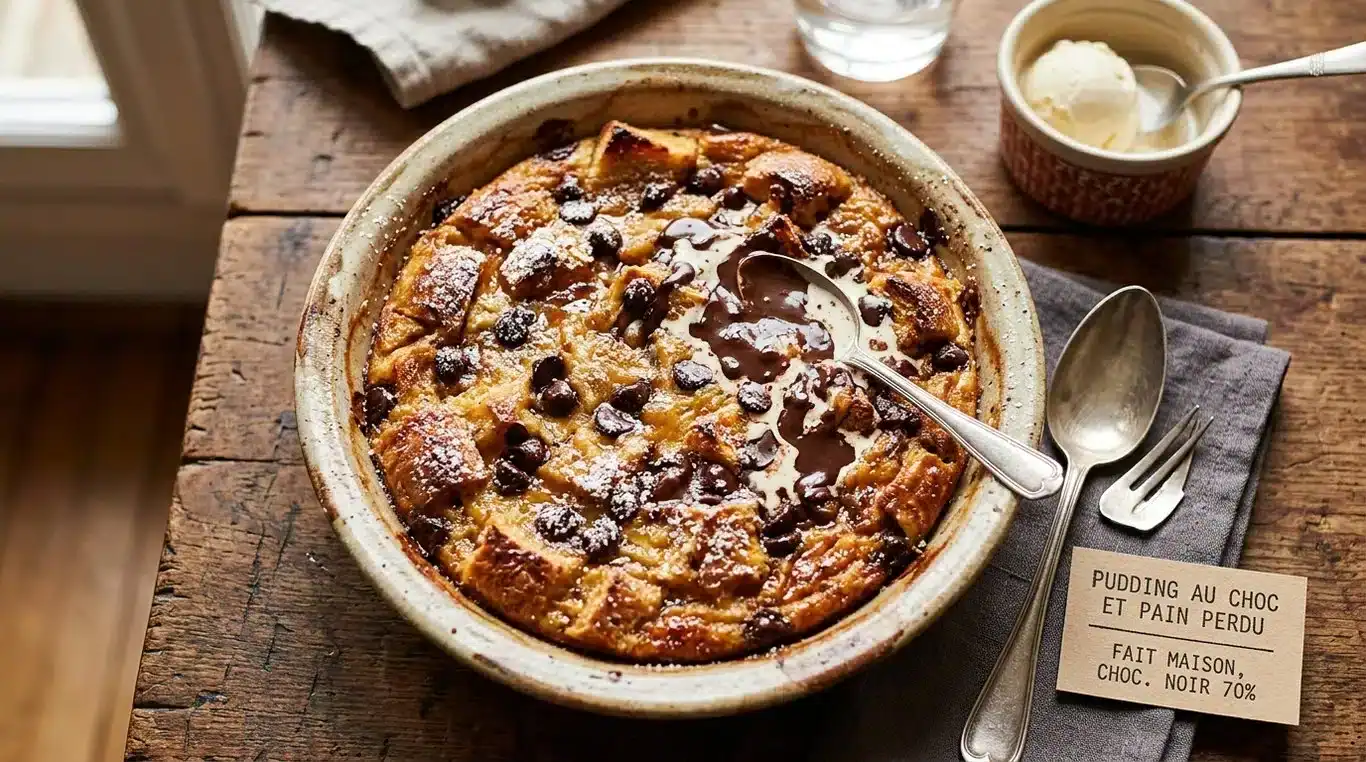 Pudding de pain perdu aux pépites de chocolat