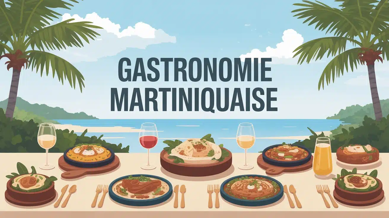 Illustration vectorielle de gastronomie martiniquaise avec plats traditionnels