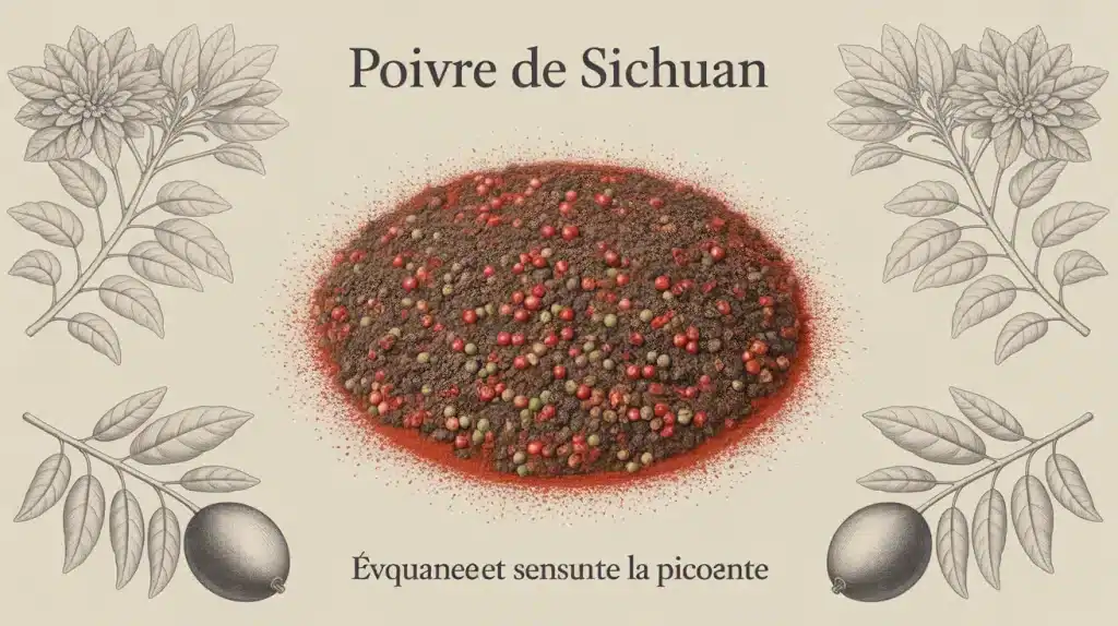illustration vectorielle baies poivre de Sichuan avec agrumes et effet électrique
