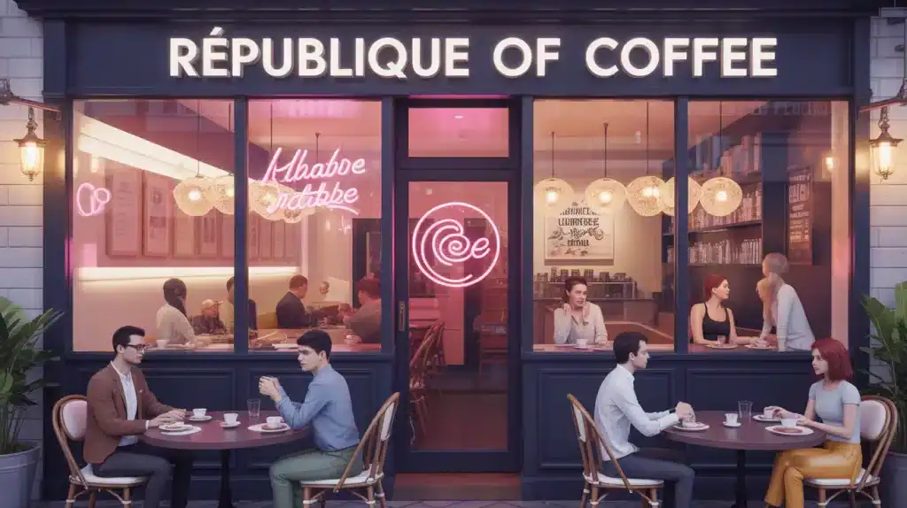 Illustration République of Coffee coffee shop californien moderne à Paris