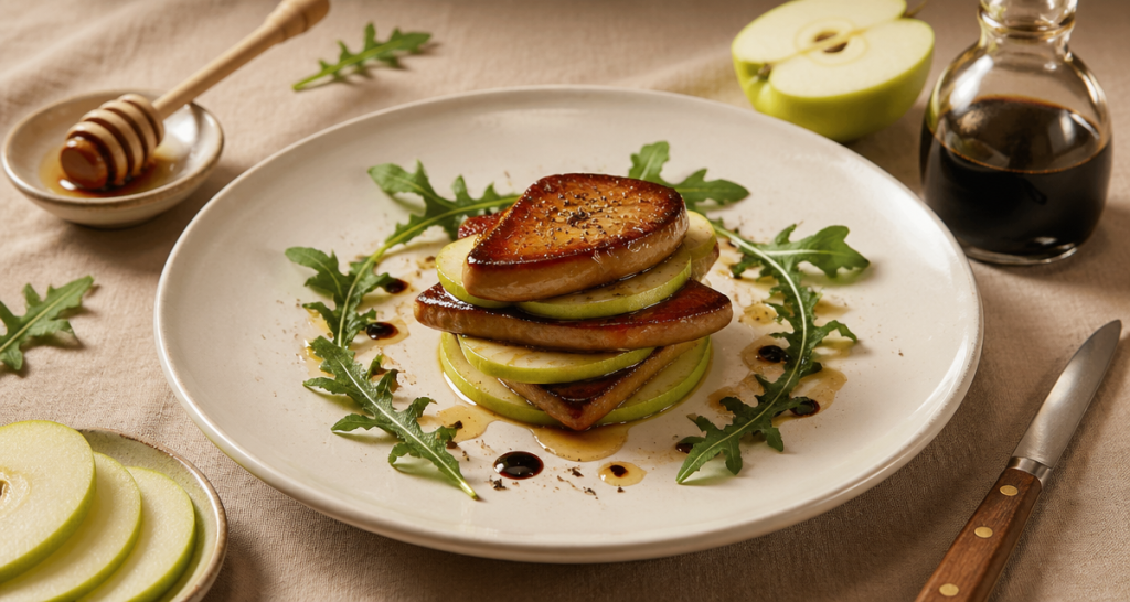Millefeuille de pomme et foie gras poêlé : une entrée facile et chic