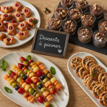 Dessert apéro dinatoire mini-financiers verrines brochettes fruits