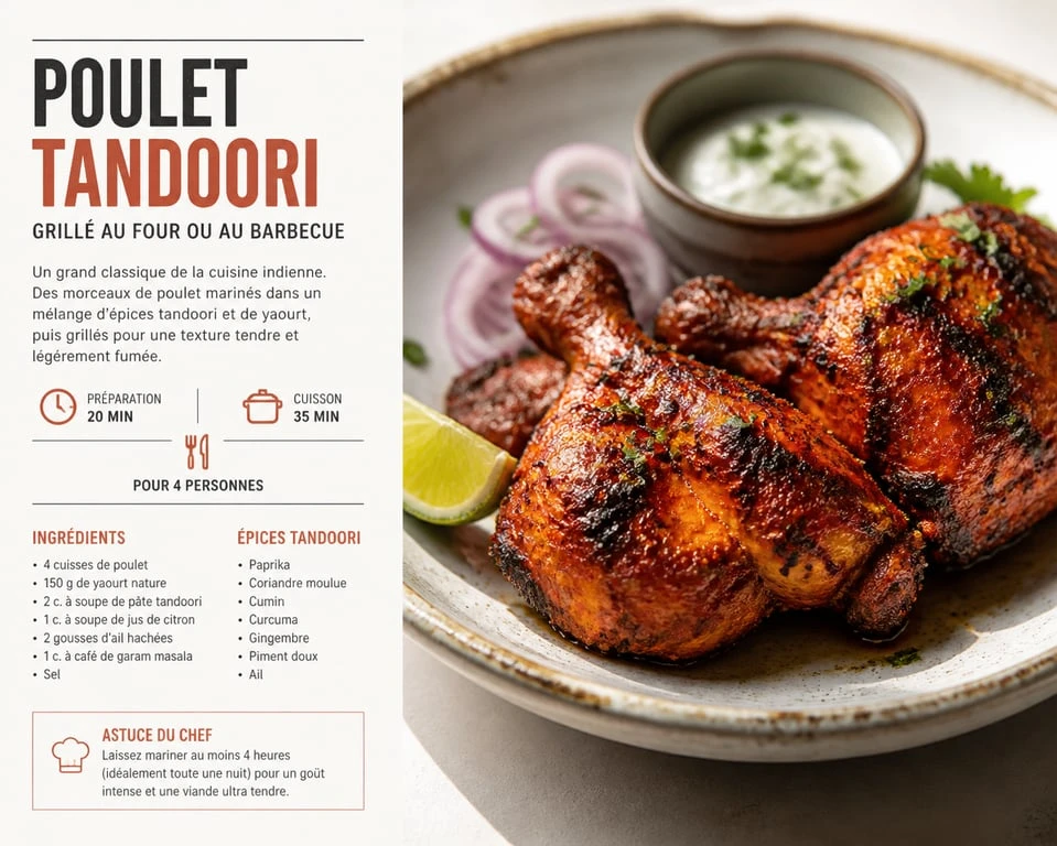 Poulet tandoori grillé avec mélange d'épices tandoori maison