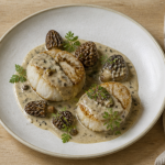recette de lotte raffinée, sauce morilles, assiette gourmande