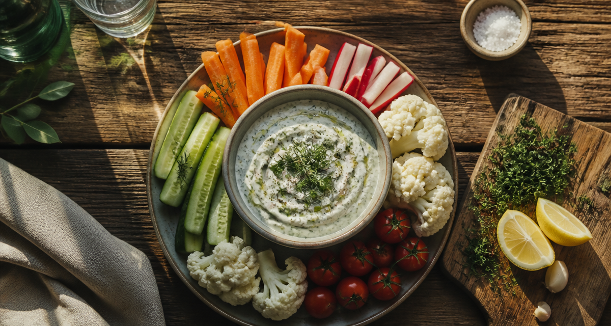 sauce crudité pour apéro avec légumes frais