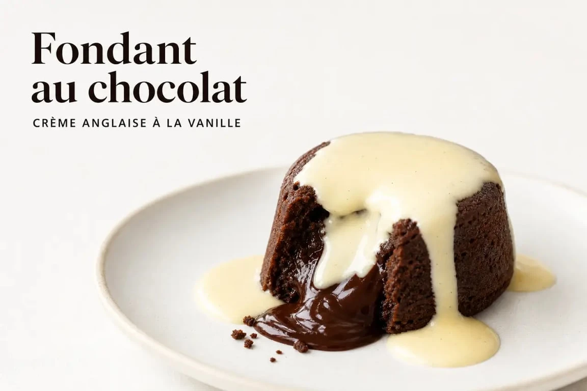 Fondant au chocolat et crème anglaise pour accompagner un dessert