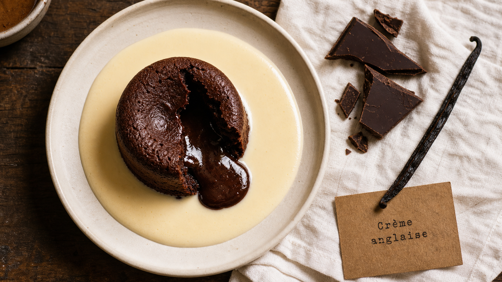 Gâteau pour accompagner une crème anglaise : fondant au chocolat cœur coulant