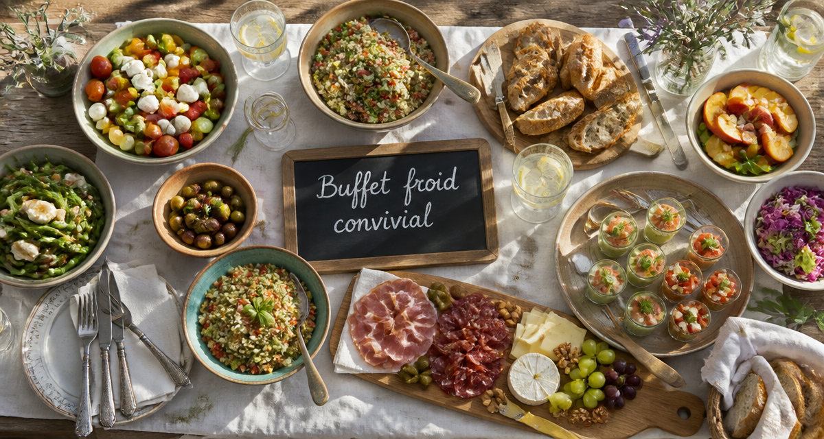 repas froid entre amis table buffet