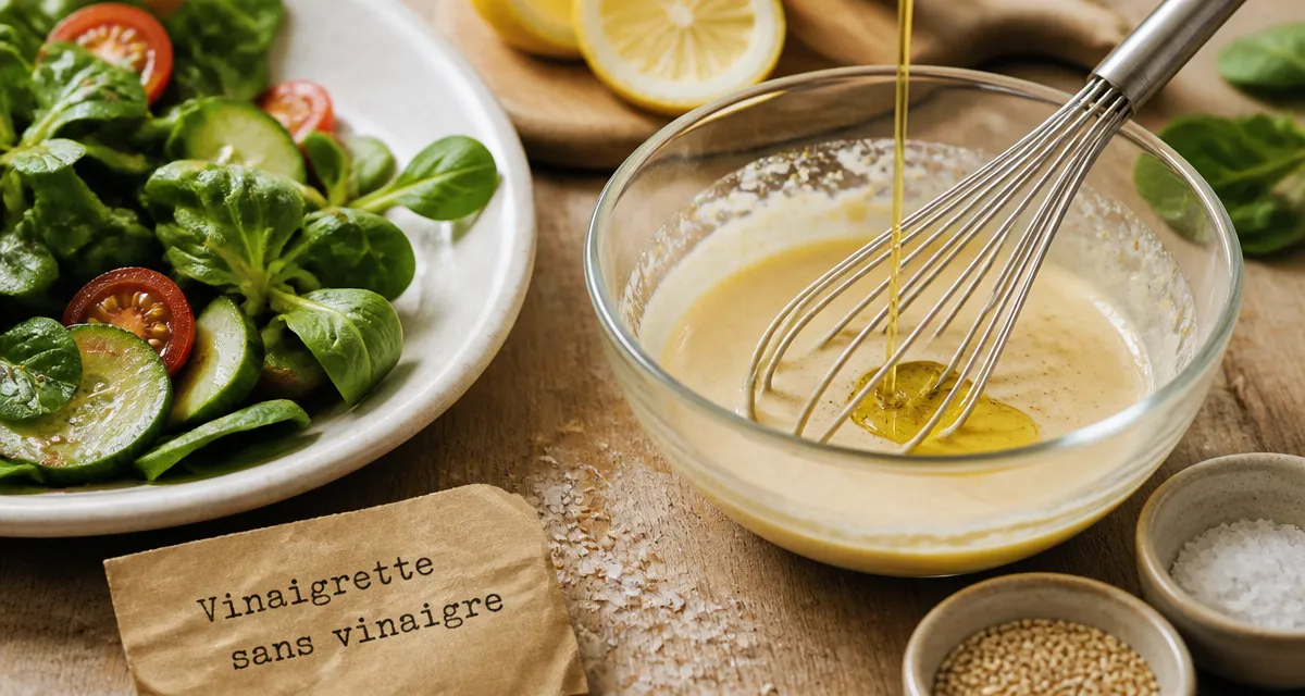 Vinaigrette sans vinaigre crémeuse au citron et tahini, salade