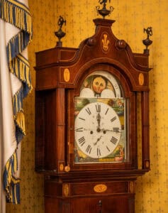 Elegant antique clock at Erchless Castle Estate, showcasing historic Scottish heritage and timeless charm.