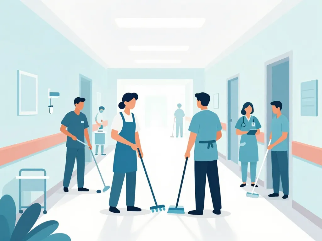 Scène ATDN santé interactions équipe hygiène hôpital