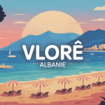 Illustration voyage à Vlore Albanie plages et monuments