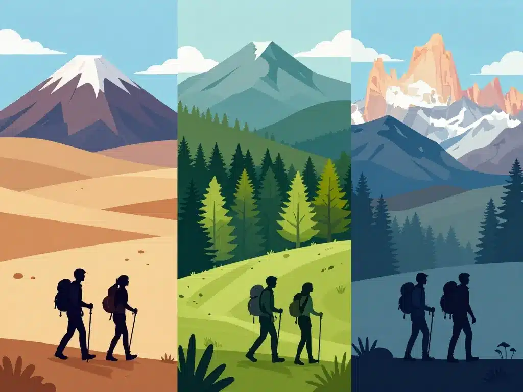 Randonneurs trek chili désert forêt montagne