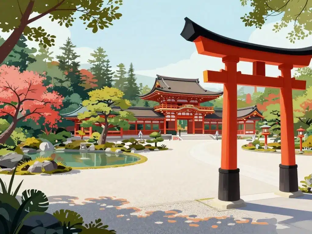 Vue artistique des jardins et du sanctuaire Heian Jingu Kyoto Japan