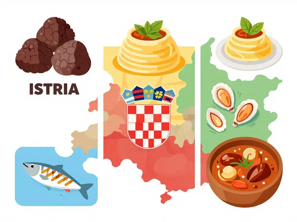 Cuisine régionale croate terre et mer division symbolique