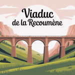 viaduc de la recoumène vu dans un paysage vallonné de haute-loire