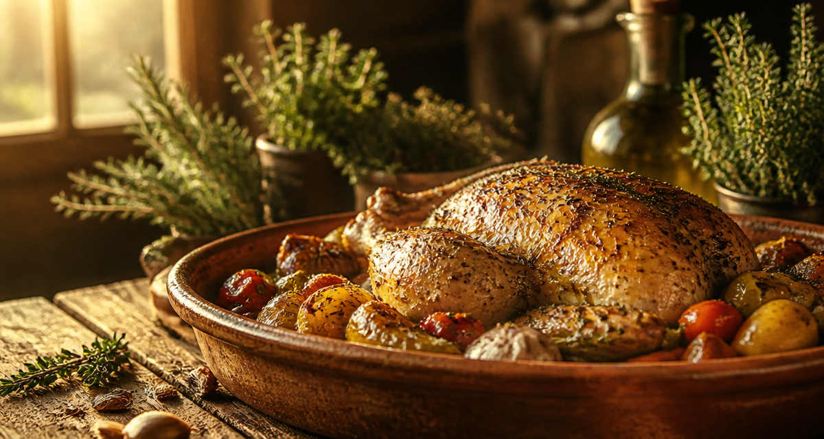 herbes de provence sur plat rustique