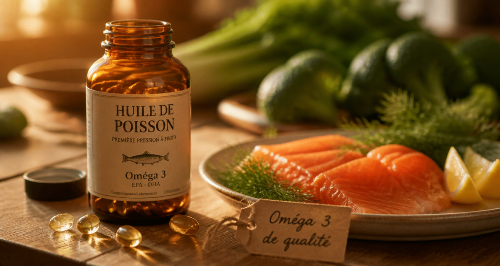 huile de poisson omega 3 capsules saumon