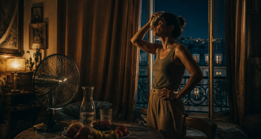 que faire pendant la canicule femme rafraîchit appartement
