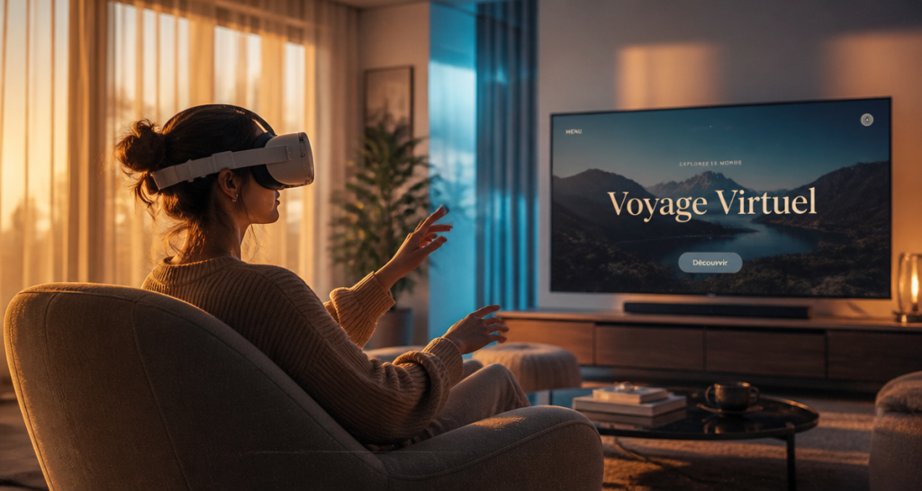 réalité virtuelle voyage femme salon