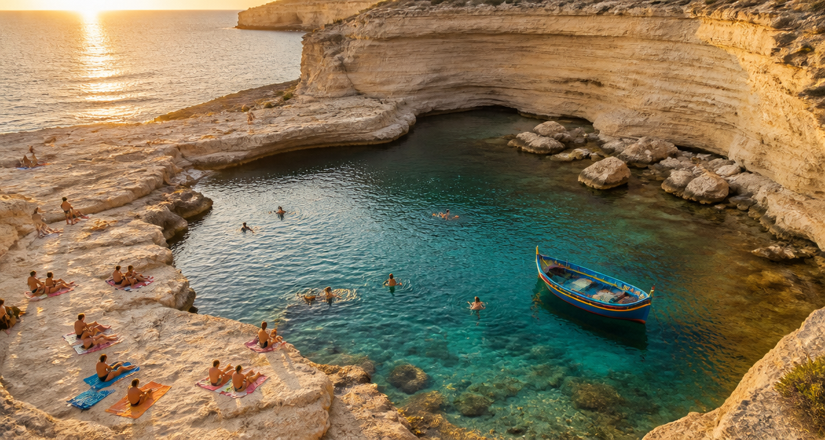 st peter's pool malte falaises et eau turquoise
