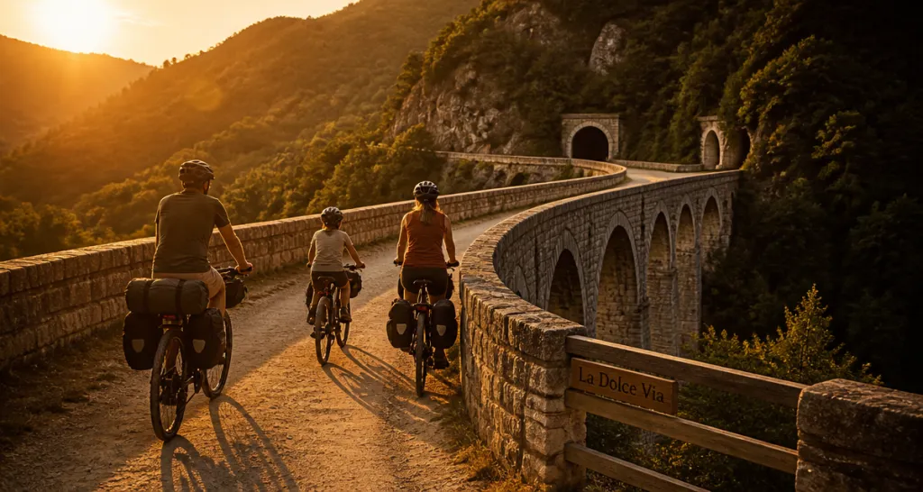 Dans quel sens faire la Dolce Via vélo viaduc Ardèche