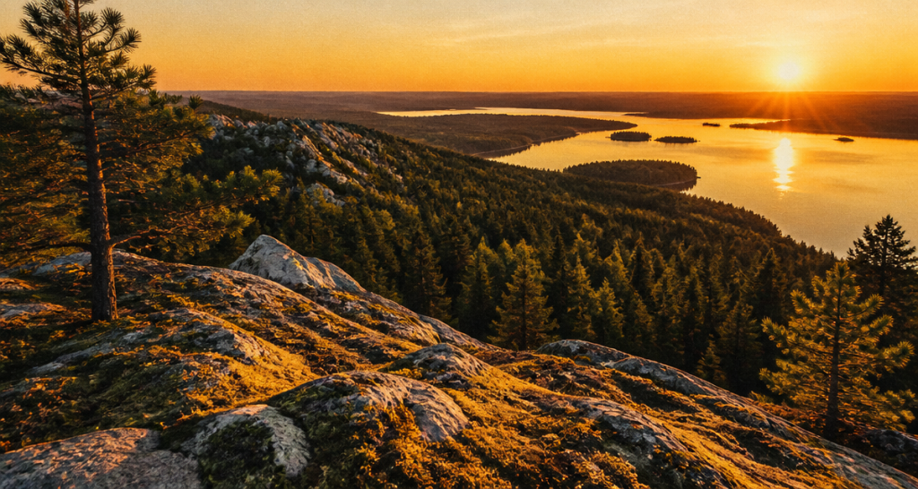 finlande paysage vue lac pielinen forêt