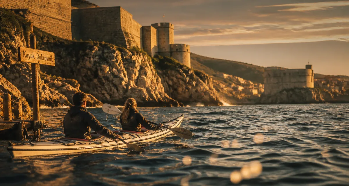 Kayak a Dubrovnik près des remparts, vues depuis l’eau